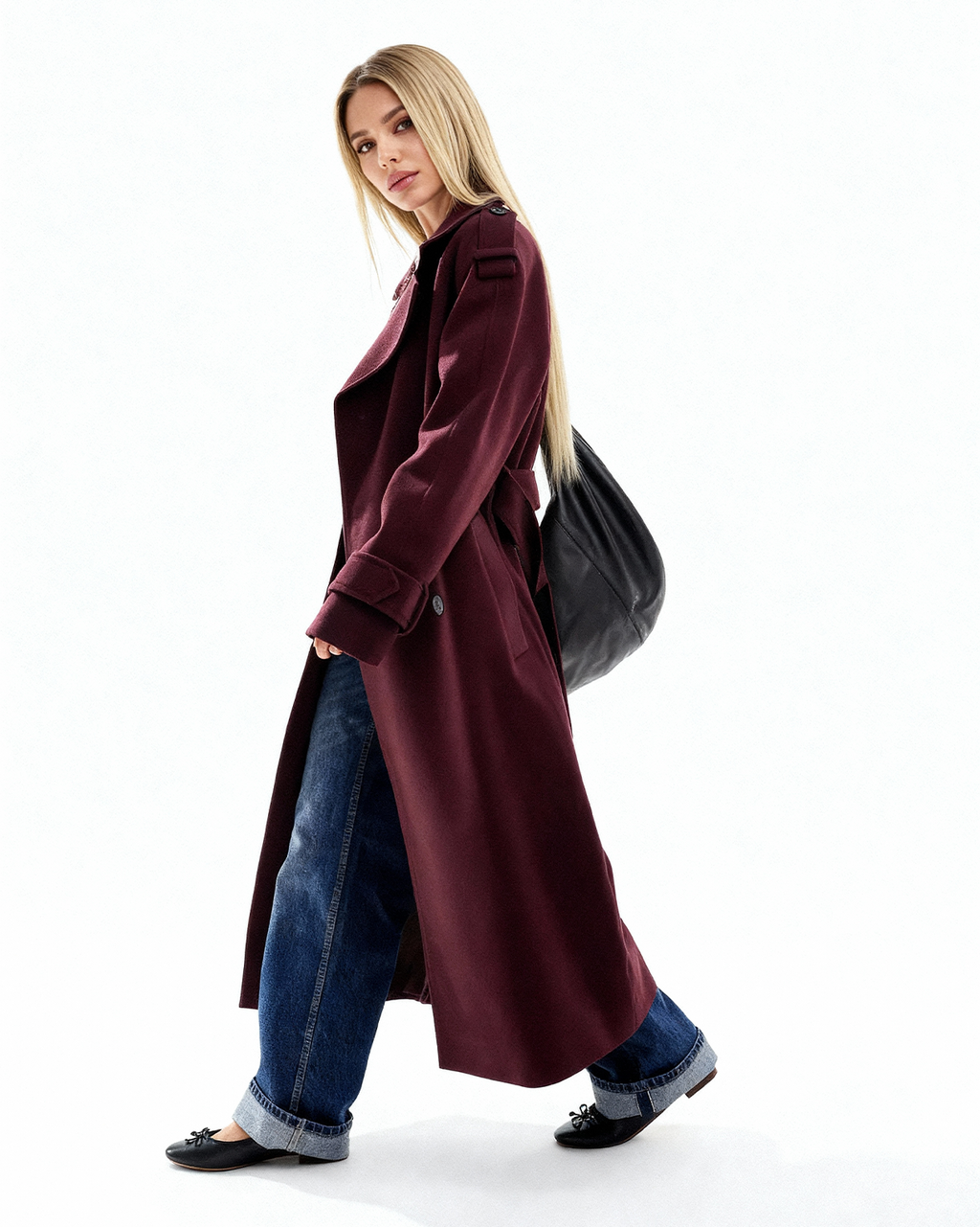 Sara | Trench Élégant Bordeaux