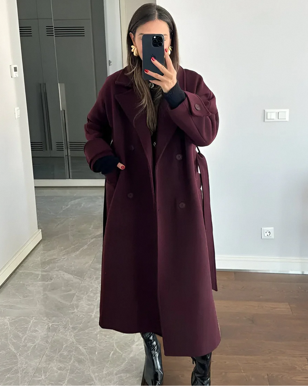 Sara | Trench Élégant Bordeaux