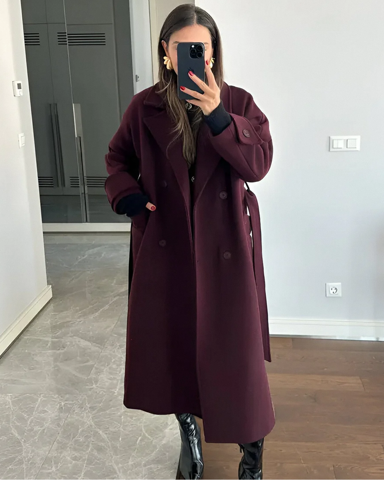 Sara | Trench Élégant Bordeaux