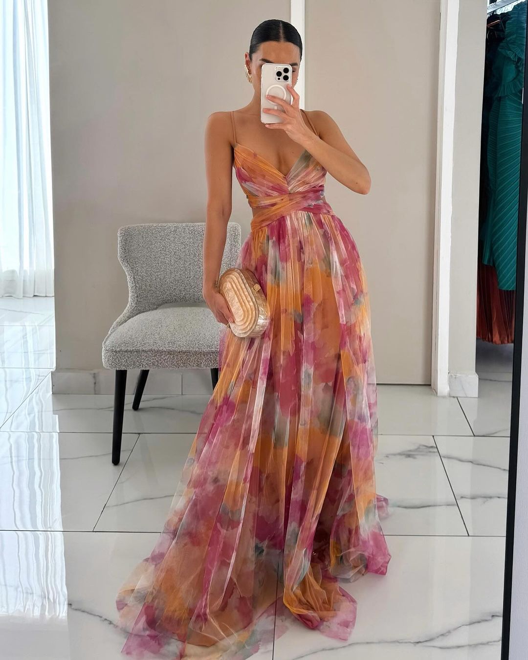 Giselle | Enchanteresse Robe Longue à Imprimé Floral