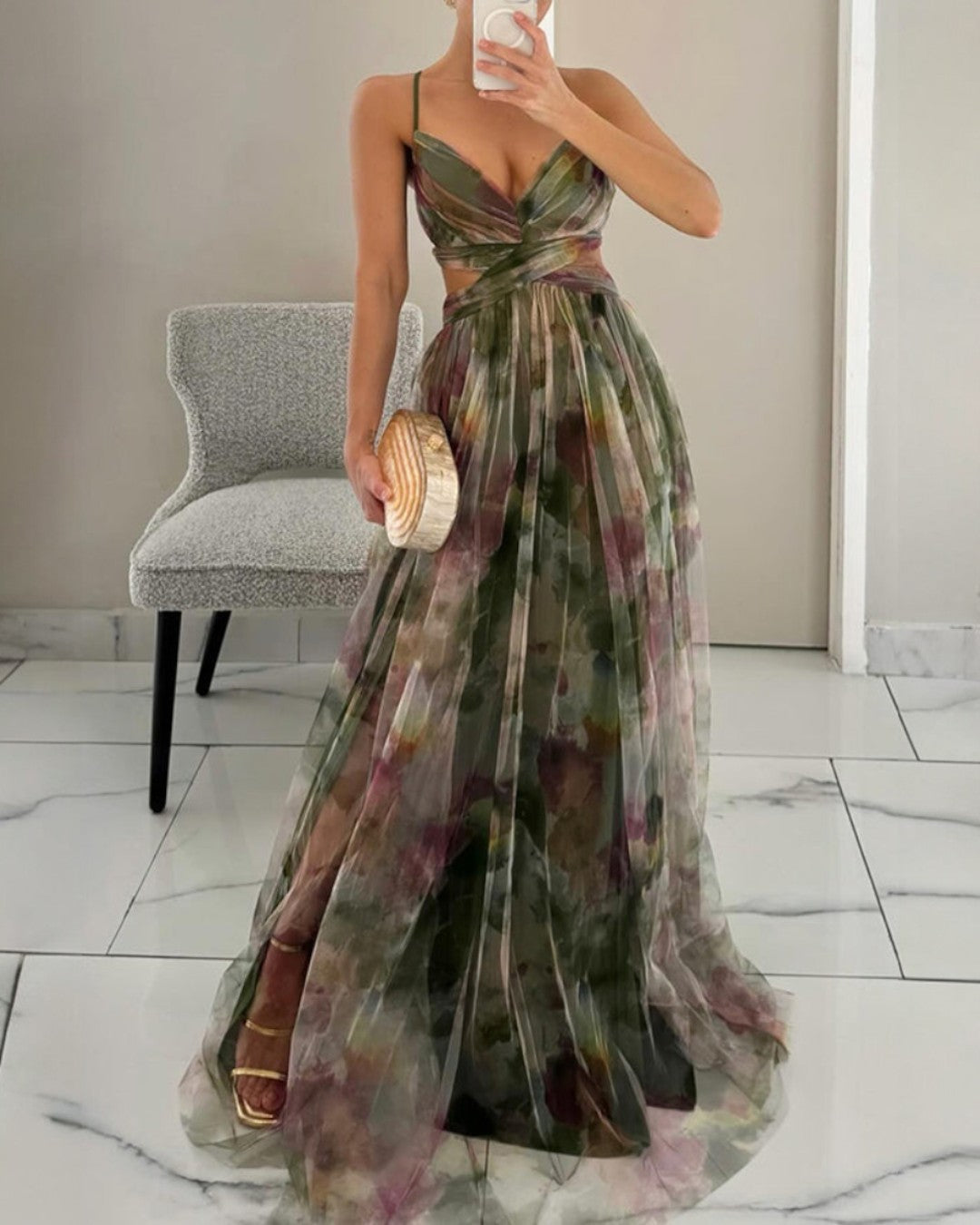 Giselle | Enchanteresse Robe Longue à Imprimé Floral