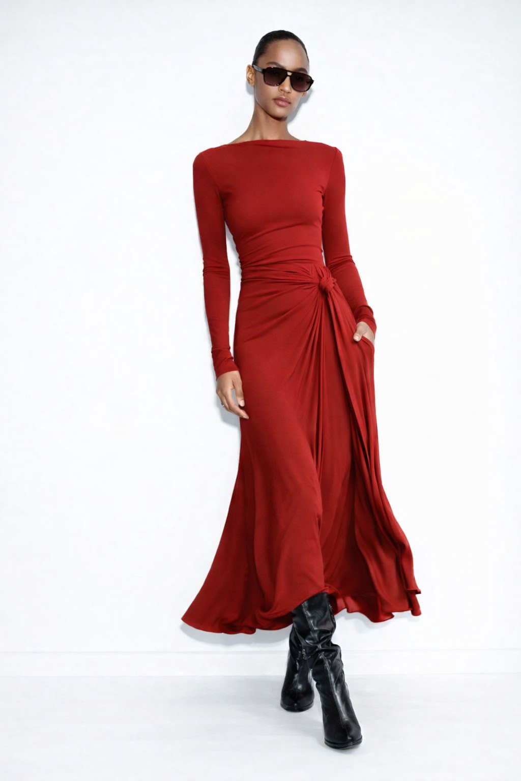 Lorena | Robe Longue avec Nœud Latéral