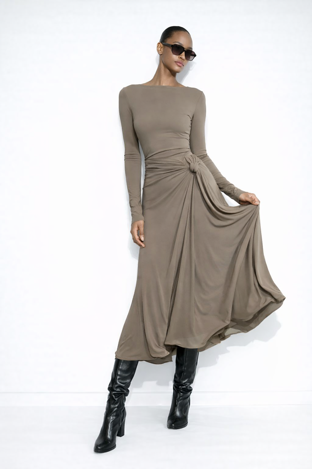 Lorena | Robe Longue avec Nœud Latéral