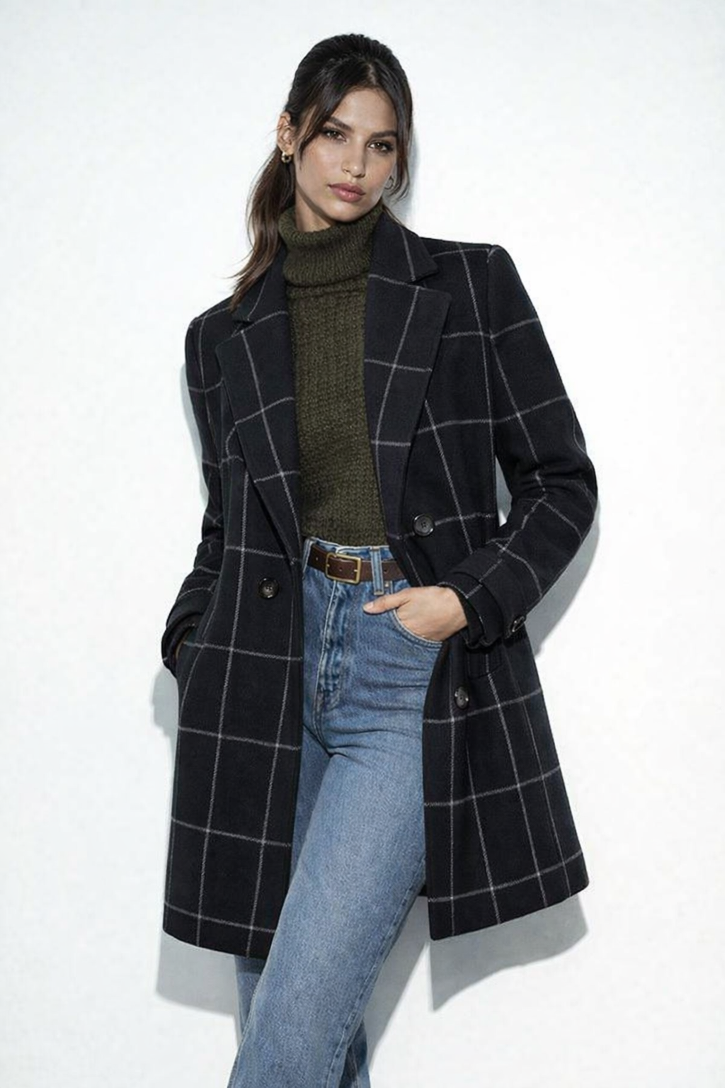 Estela | Élégant Manteau en Laine à Carreaux