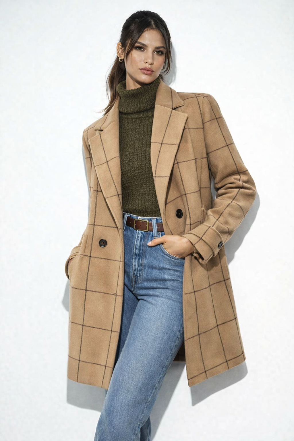 Estela | Élégant Manteau en Laine à Carreaux