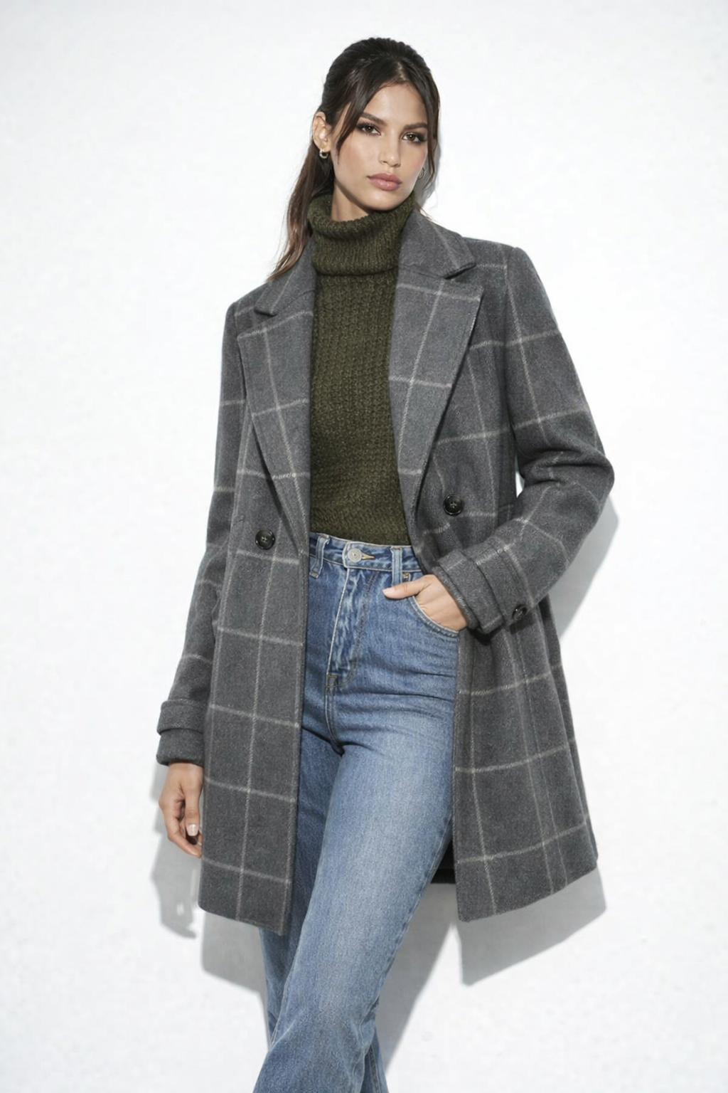 Estela | Élégant Manteau en Laine à Carreaux