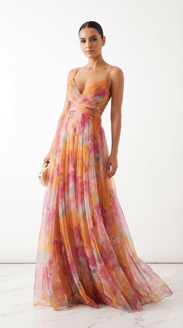 Giselle | Enchanteresse Robe Longue à Imprimé Floral