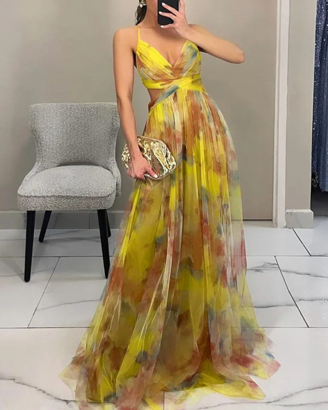 Giselle | Enchanteresse Robe Longue à Imprimé Floral