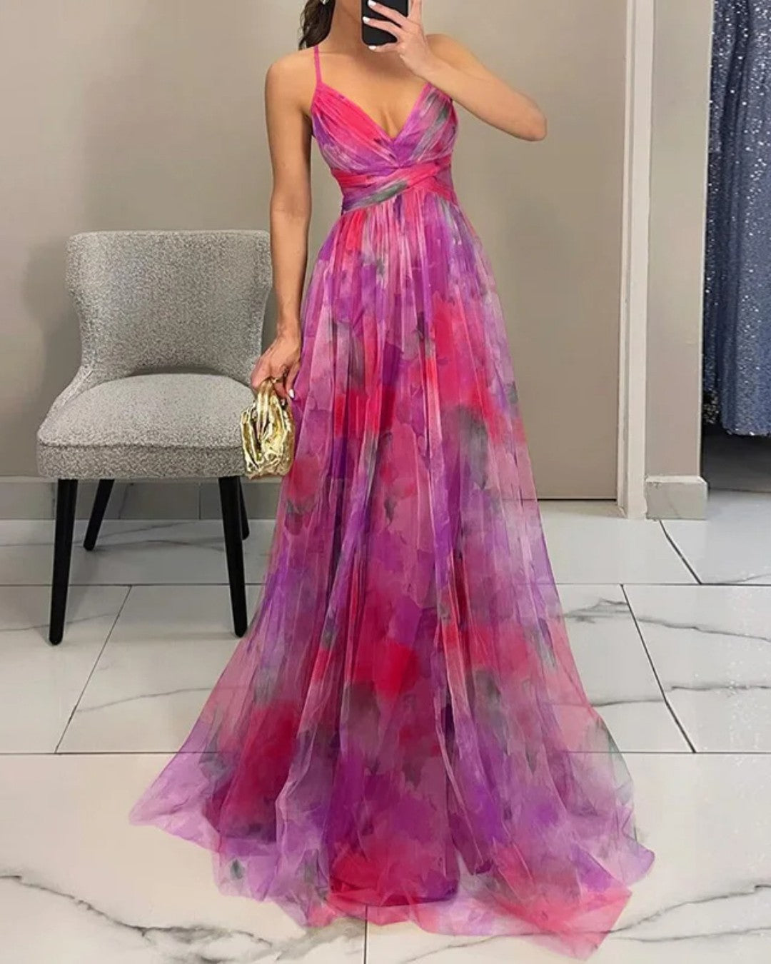 Giselle | Enchanteresse Robe Longue à Imprimé Floral