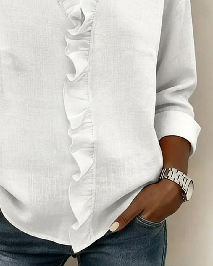Chiara™ | Blouse Col en V et Volants Délicats