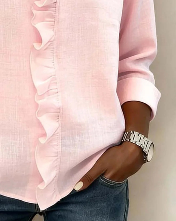 Chiara™ | Blouse Col en V et Volants Délicats