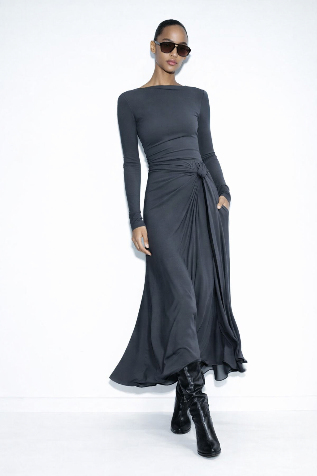 Lorena | Robe Longue avec Nœud Latéral